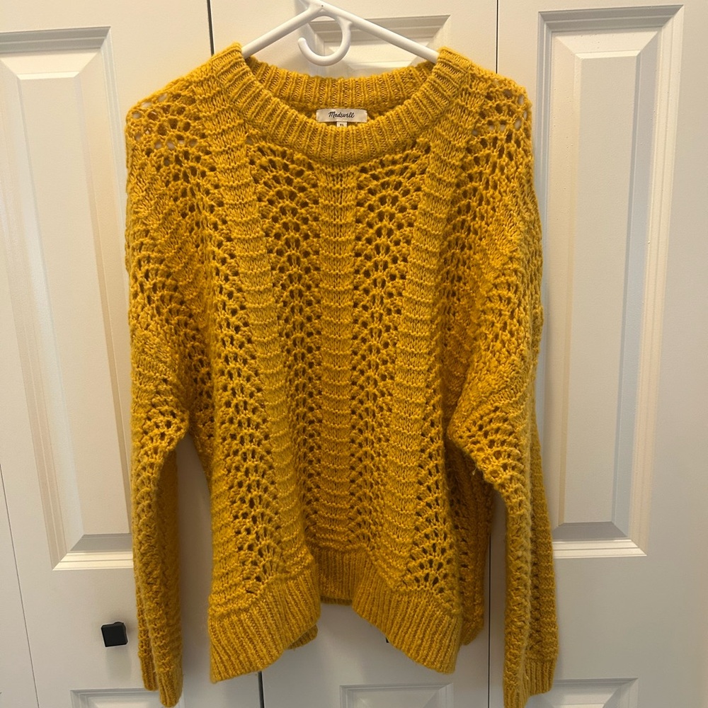 Madewell Honey Yellow Open-Knit Sweater